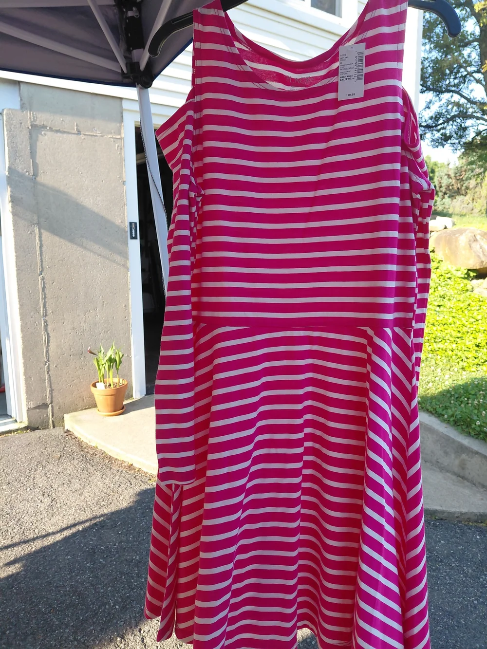 The Children's Place Pink and White Striped Cold-shoulder  Dress